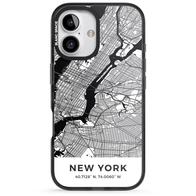 iPhone 16 Pro Max Map of New York, New York Black Impact Phone Case