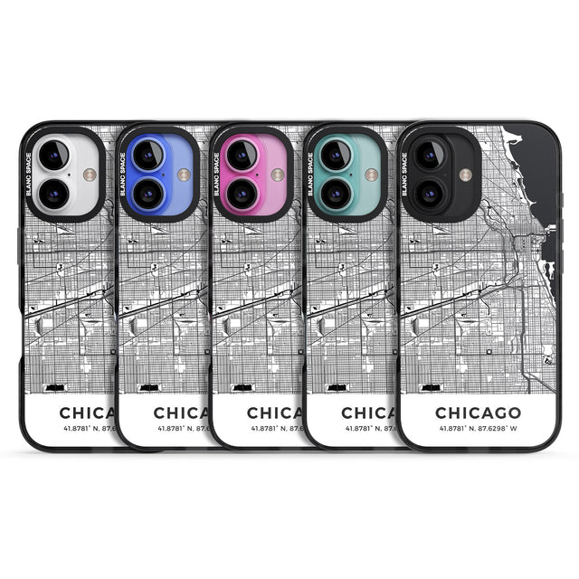 iPhone 16 Pro Max Map of Chicago, Illinois Black Impact Phone Case