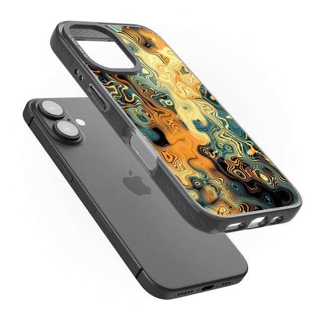 iPhone 16 Pro Max Gold Green Marble Black Impact Phone Case