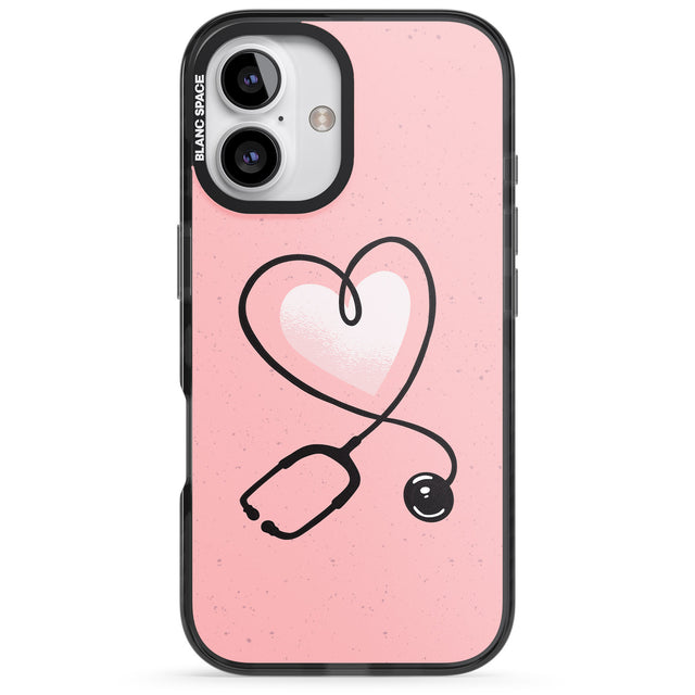 iPhone 16 Pro Max Medical Inspired Design Stethoscope Heart Black Impact Phone Case