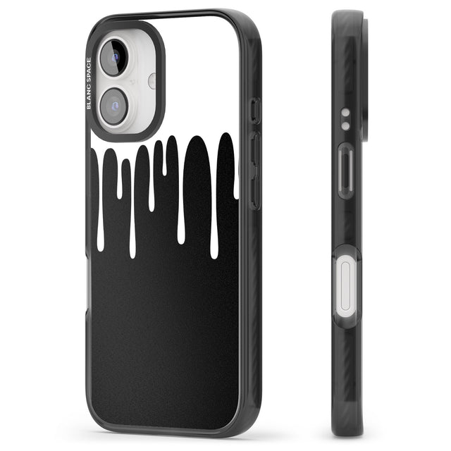 iPhone 16 Pro Max Melted Effect: White & Black Black Impact Phone Case