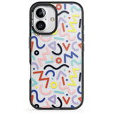 iPhone 16 Pro Max Colourful Squiggles Memphis Retro Pattern Design Black Impact Phone Case