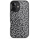 iPhone 16 Pro Max White Wavy Squiggles Memphis Retro Pattern Design Black Impact Phone Case