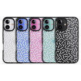 iPhone 16 Pro Max White Wavy Squiggles Memphis Retro Pattern Design Black Impact Phone Case