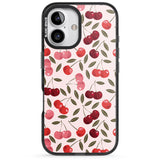 iPhone 16 Pro Max Fruity & Fun Patterns Cherries Black Impact Phone Case