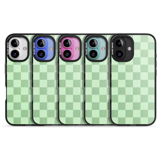 iPhone 16 Pro Max SEAFOAM CHECKERED Black Impact Phone Case + Magsafe