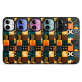 iPhone 16 Pro Max Funky Geometric Patterns: Orange & Dark Green Black Impact Phone Case