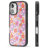 iPhone 16 Pro Max Peace, Love and Flowers Pattern Black Impact Phone Case