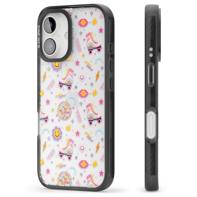 iPhone 16 Pro Max Roller Disco Pattern Black Impact Phone Case