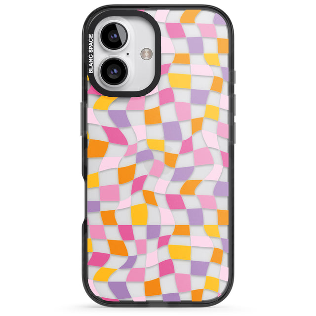 iPhone 16 Pro Max Wonky Squares Pattern Black Impact Phone Case