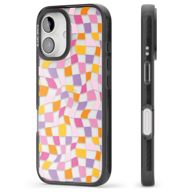 iPhone 16 Pro Max Wonky Squares Pattern Black Impact Phone Case