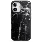 iPhone 16 Pro Max Black Onyx Marble Texture Black Impact Phone Case