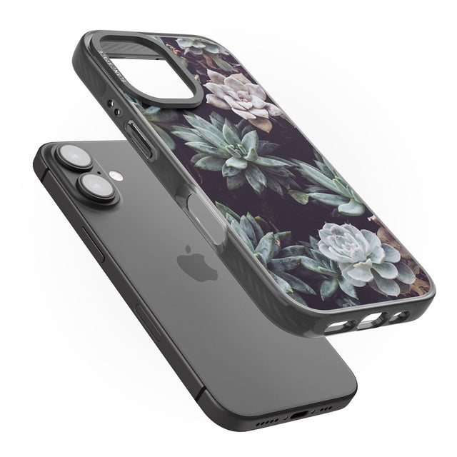 iPhone 16 Pro Max Mixed Succulents - Real Botanical Photographs Black Impact Phone Case