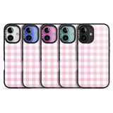 iPhone 16 Pro Max Pink Gingham Pattern Black Impact Phone Case