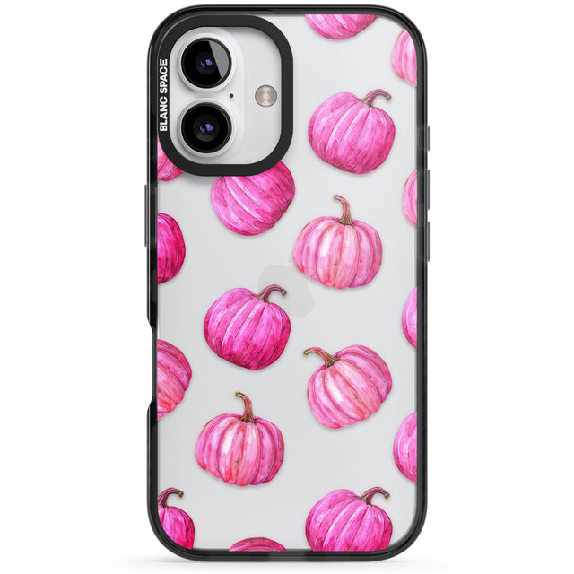 Pink Pumpkins Black Impact Phone Case for iPhone 16, iPhone 16 Plus