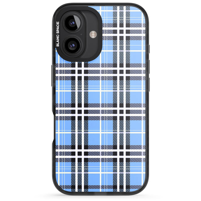 iPhone 16 Pro Max Blue Plaid Black Impact Phone Case