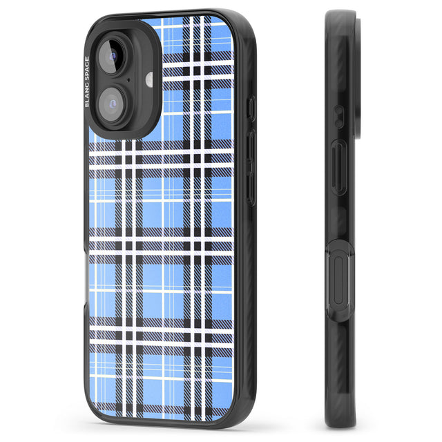 iPhone 16 Pro Max Blue Plaid Black Impact Phone Case