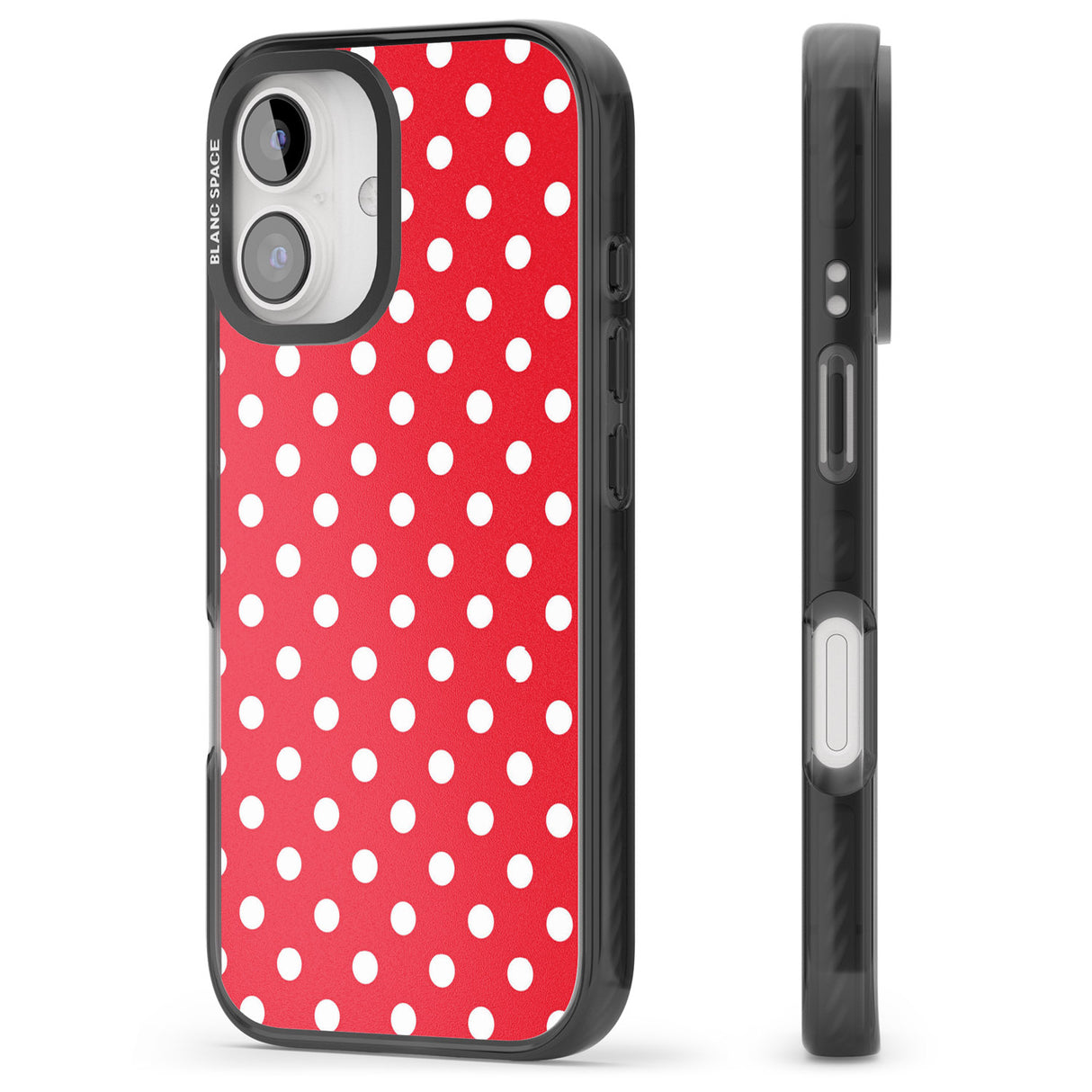 iPhone 16 Pro Max Designer Lava Red Polka Dot Black Impact Phone Case