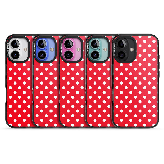 iPhone 16 Pro Max Designer Lava Red Polka Dot Black Impact Phone Case