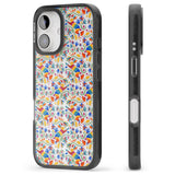 iPhone 16 Pro Max Floral Rabbit Pattern in Rainbow Black Impact Phone Case