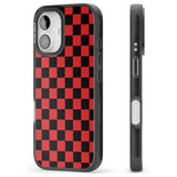 iPhone 16 Pro Max Red Black Checkered Black Impact Phone Case