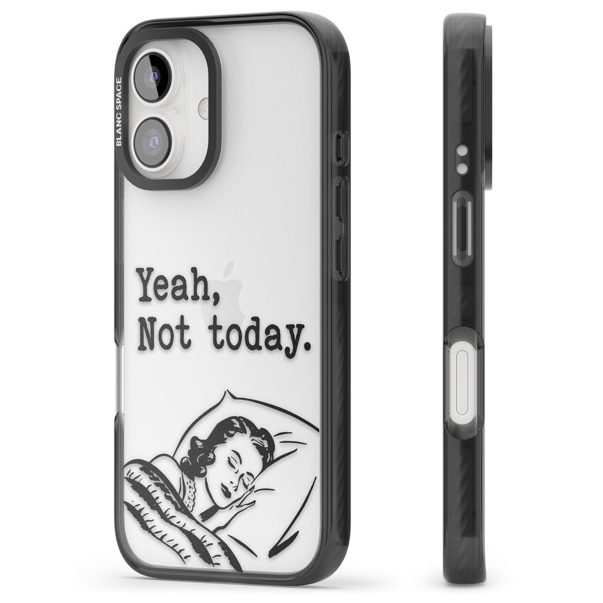 Yeah, Not Today Black Impact Phone Case for iPhone 16, iPhone 16 Plus