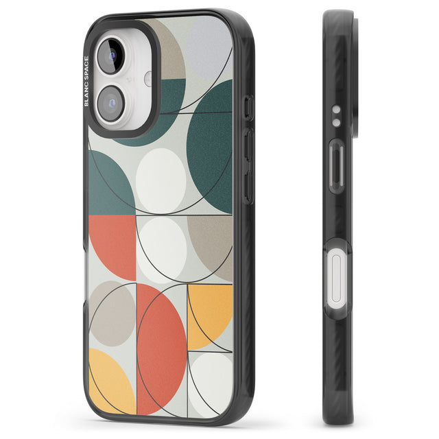 iPhone 16 Pro Max Abstract Half Circles Black Impact Phone Case