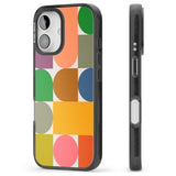 iPhone 16 Pro Max Abstract Retro Shapes: Rainbow Mix Black Impact Phone Case