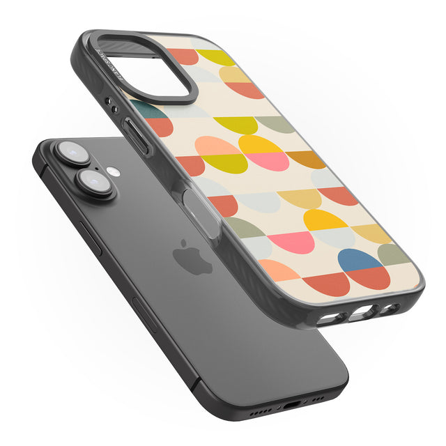 iPhone 16 Pro Max Abstract Retro Shapes: Colourful Circles Black Impact Phone Case