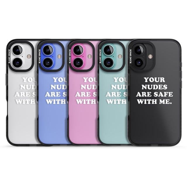 iPhone 16 Pro Max Your nudes are safe with me... WHITE Black Impact Phone Case