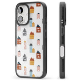 iPhone 16 Pro Max Cute Scandinavian Buildings Black Impact Phone Case