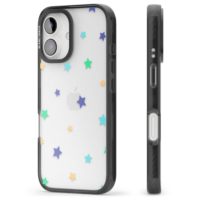 iPhone 16 Pro Max Pastel Stars Pattern Black Impact Phone Case