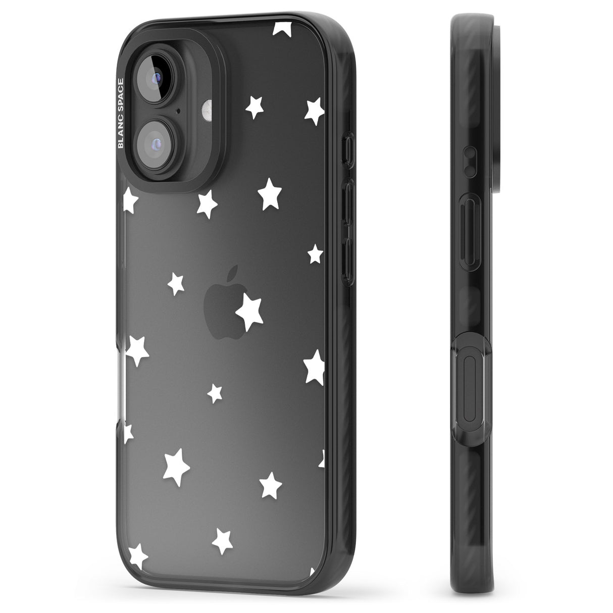 iPhone 16 Pro Max White Stars Pattern Black Impact Phone Case