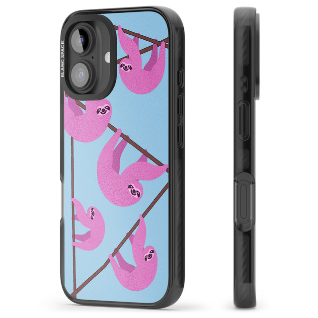 iPhone 16 Pro Max Pink Sloth Black Impact Phone Case