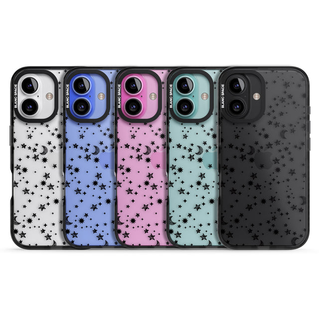 iPhone 16 Pro Max Black Cosmic Galaxy Pattern Black Impact Phone Case