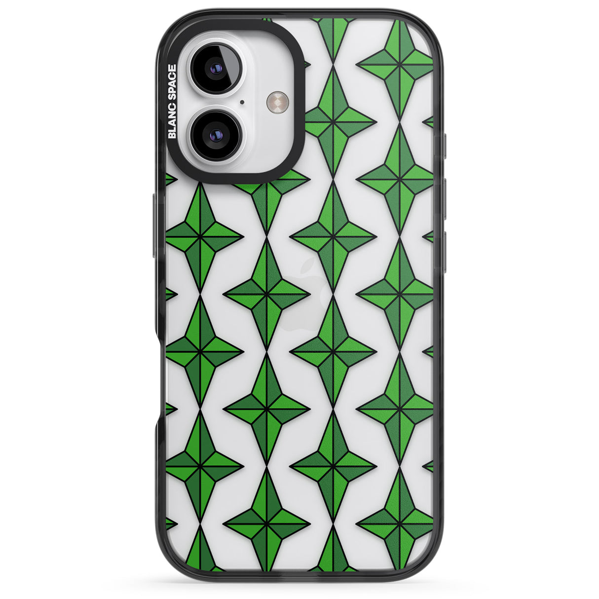 iPhone 16 Pro Max Emerald Stars Pattern (Clear) Black Impact Phone Case