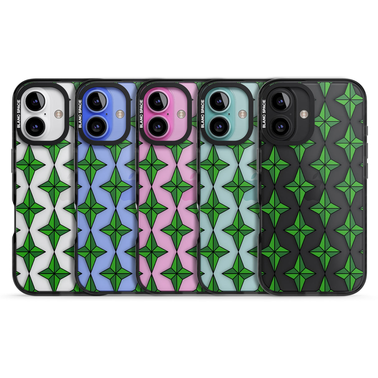 iPhone 16 Pro Max Emerald Stars Pattern (Clear) Black Impact Phone Case