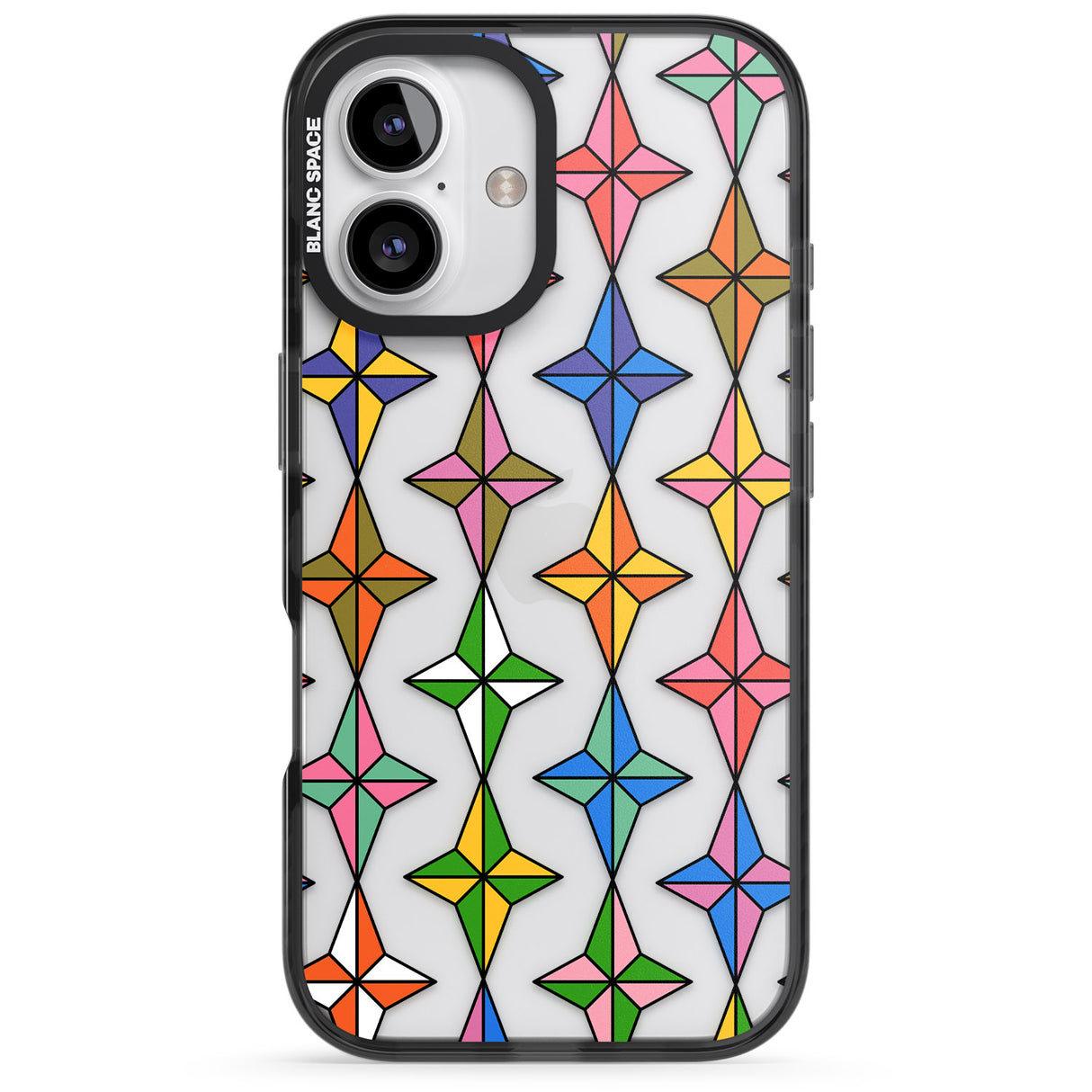 iPhone 16 Pro Max Multi Colour Stars Pattern Black Impact Phone Case