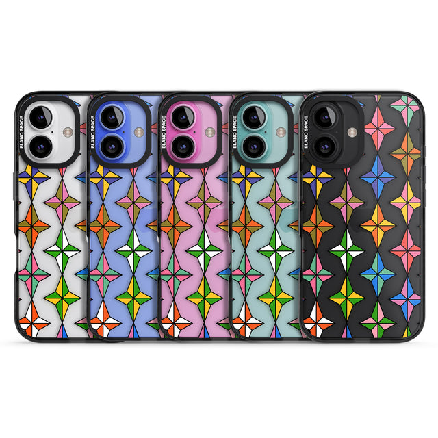 iPhone 16 Pro Max Multi Colour Stars Pattern Black Impact Phone Case