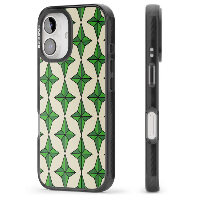 iPhone 16 Pro Max Emerald Stars Pattern Black Impact Phone Case