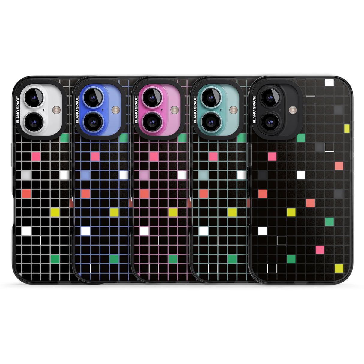 iPhone 16 Pro Max Vibrant Black Geometric Grid Black Impact Phone Case