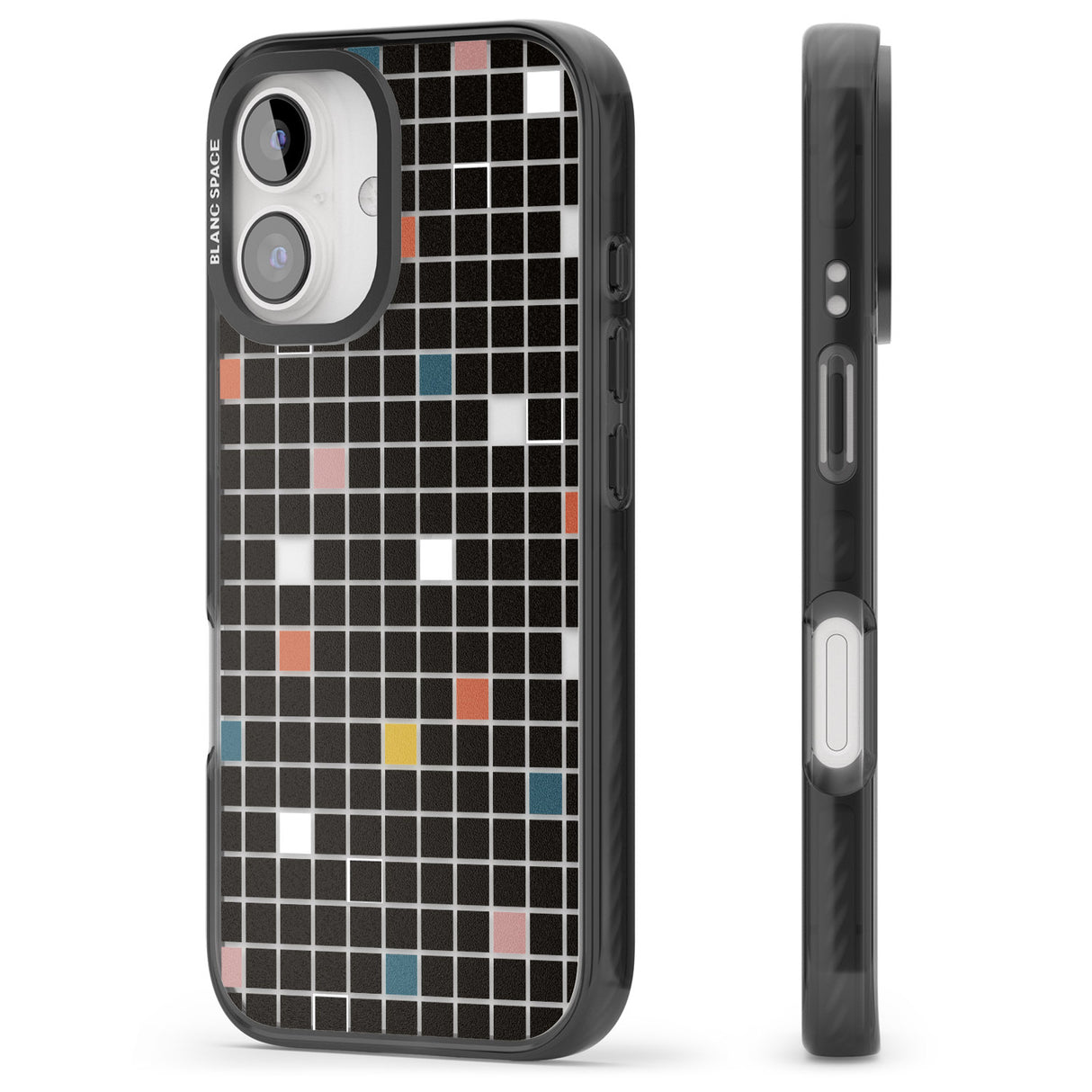 iPhone 16 Pro Max Earthtone Black Geometric Grid Black Impact Phone Case