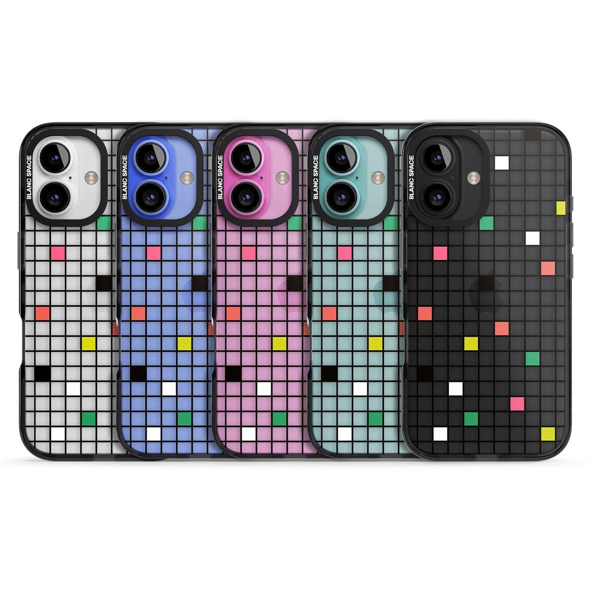 iPhone 16 Pro Max Vibrant Clear Geometric Grid Black Impact Phone Case