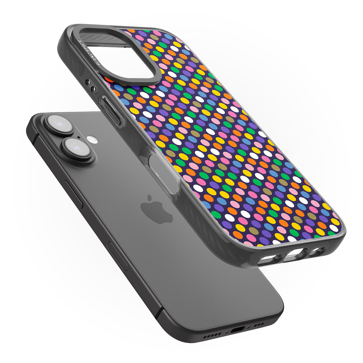 iPhone 16 Pro Max Multicolour Polka-dot Fiesta (Purple) Black Impact Phone Case