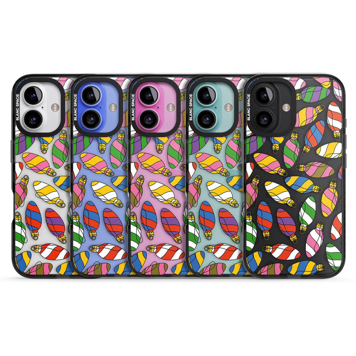 iPhone 16 Pro Max Colourful Holiday Ornaments Black Impact Phone Case