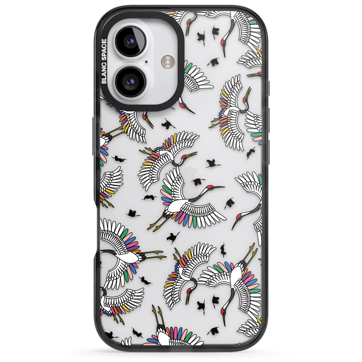 iPhone 16 Pro Max Colourful Crane Pattern Black Impact Phone Case