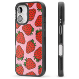 iPhone 16 Pro Max Strawberry Pattern (Pink) Black Impact Phone Case