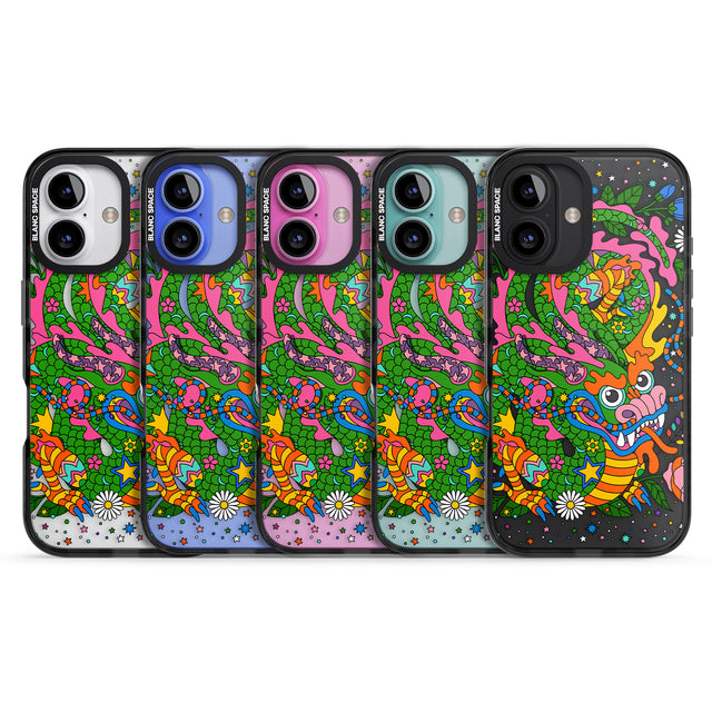 iPhone 16 Pro Max Psychedelic Jungle Dragon Black Impact Phone Case