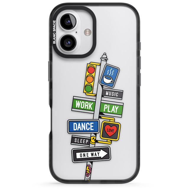 iPhone 16 Pro Max Mood Street Signs Black Impact Phone Case