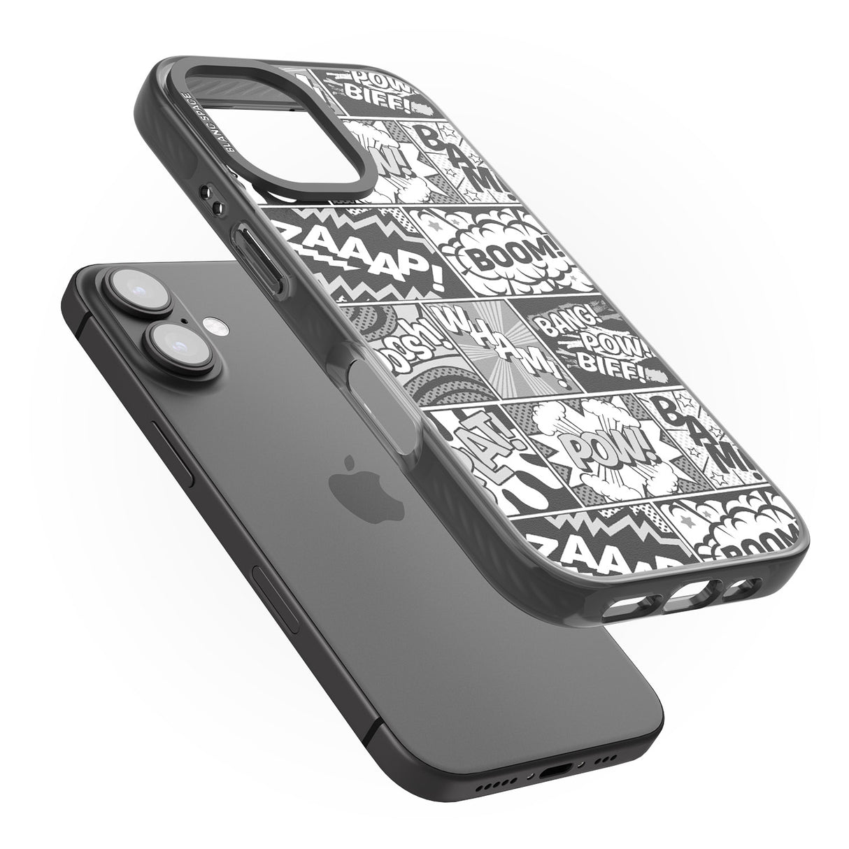 iPhone 16 Pro Max Onomatopoeia (Black & White) Black Impact Phone Case